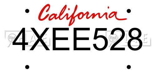 4XEE528 California License Plate