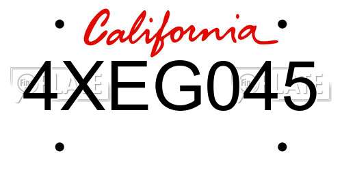 4XEG045 California License Plate