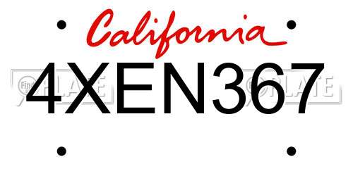 4XEN367 California License Plate