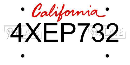 4XEP732 California License Plate