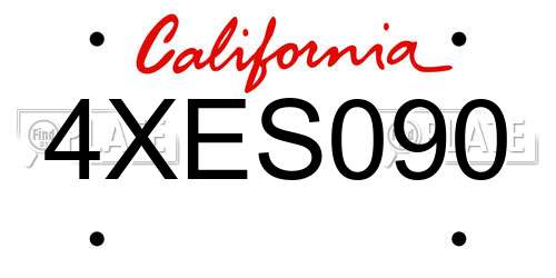 4XES090 California License Plate