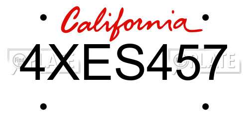 4XES457 California License Plate