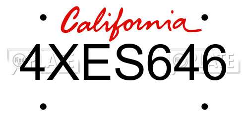 4XES646 California License Plate