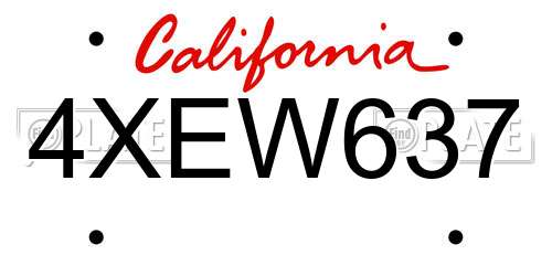 4XEW637 California License Plate