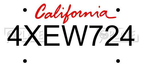 4XEW724 California License Plate