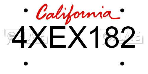 4XEX182 California License Plate