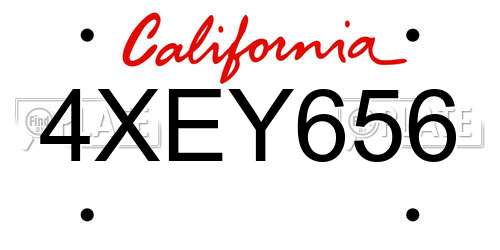 4XEY656 California License Plate