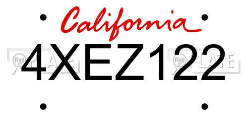 4XEZ122 California License Plate