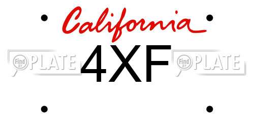 4XF California License Plate