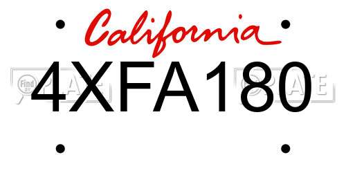 4XFA180 California License Plate