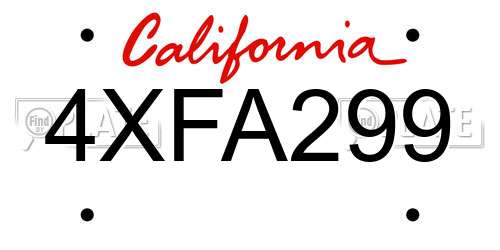 4XFA299 California License Plate