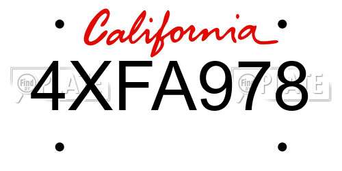 4XFA978 California License Plate