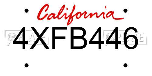 4XFB446 California License Plate
