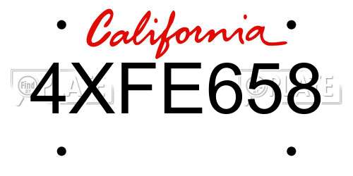 4XFE658 California License Plate