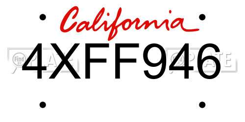 4XFF946 California License Plate