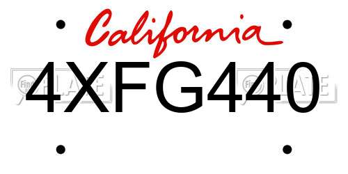 4XFG440 California License Plate
