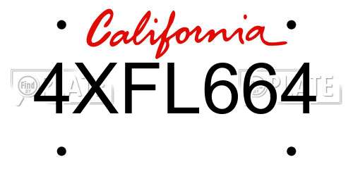 4XFL664 California License Plate