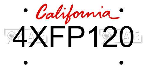 4XFP120 California License Plate