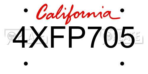 4XFP705 California License Plate