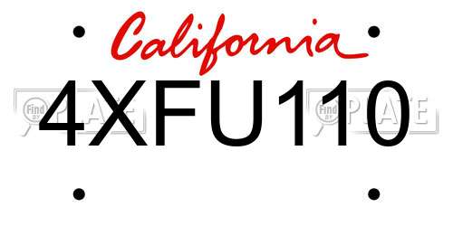 4XFU110 California License Plate