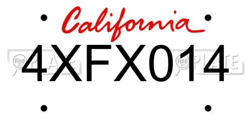4XFX014 California License Plate