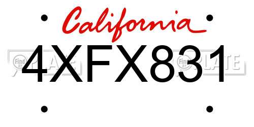 4XFX831 California License Plate