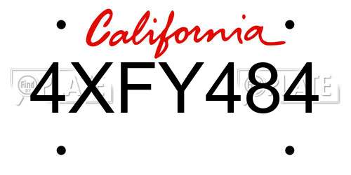 4XFY484 California License Plate