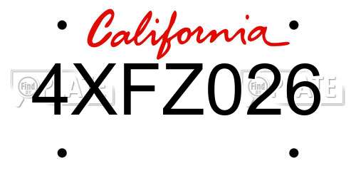 4XFZ026 California License Plate