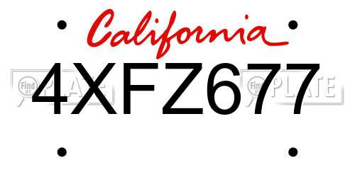 4XFZ677 California License Plate