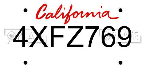4XFZ769 California License Plate