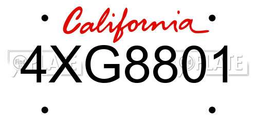 4XG8801 California License Plate