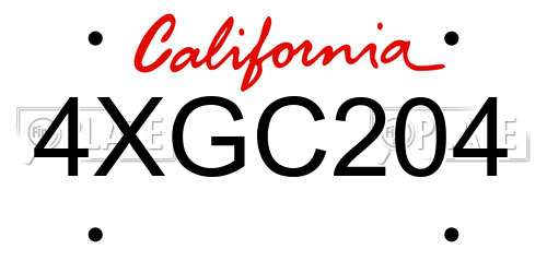 4XGC204 California License Plate