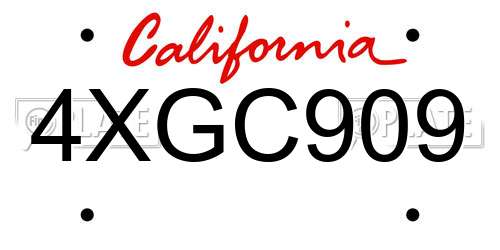 4XGC909 California License Plate