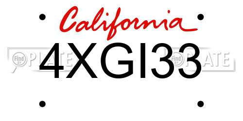 4XGI33 California License Plate