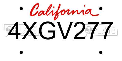 4XGV277 California License Plate