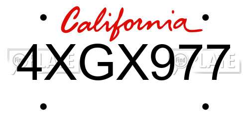4XGX977 California License Plate