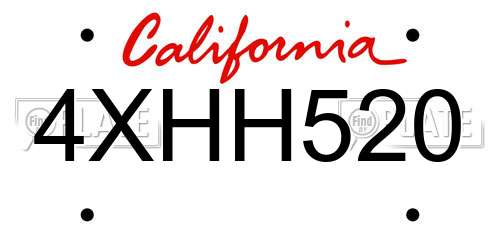 4XHH520 California License Plate