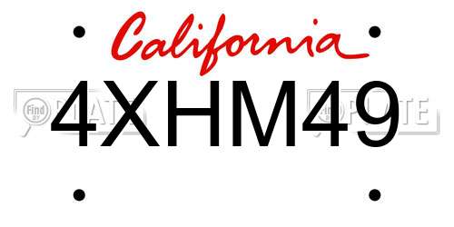 4XHM49 California License Plate