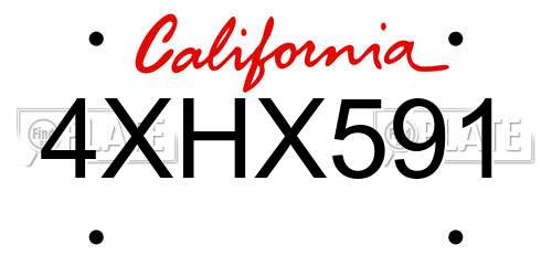 4XHX591 California License Plate