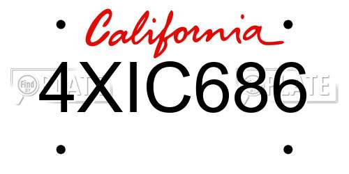 4XIC686 California License Plate
