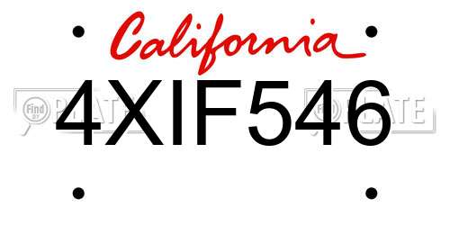 4XIF546 California License Plate