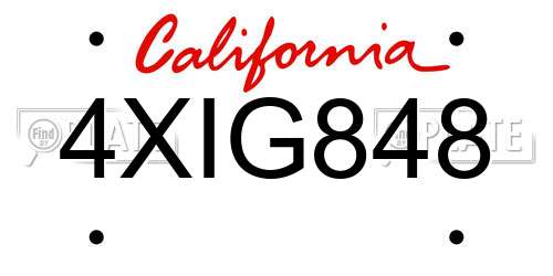 4XIG848 California License Plate