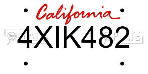 4XIK482 California License Plate