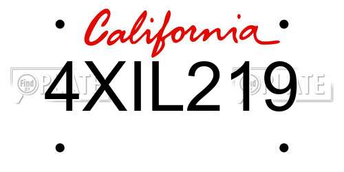4XIL219 California License Plate