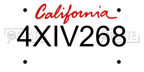 4XIV268 California License Plate