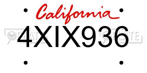 4XIX936 California License Plate