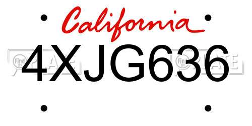 4XJG636 California License Plate