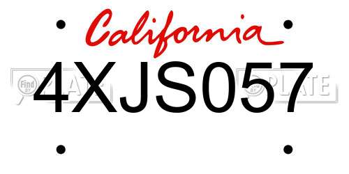 4XJS057 California License Plate