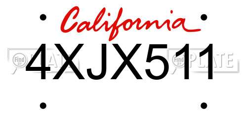 4XJX511 California License Plate