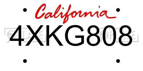 4XKG808 California License Plate